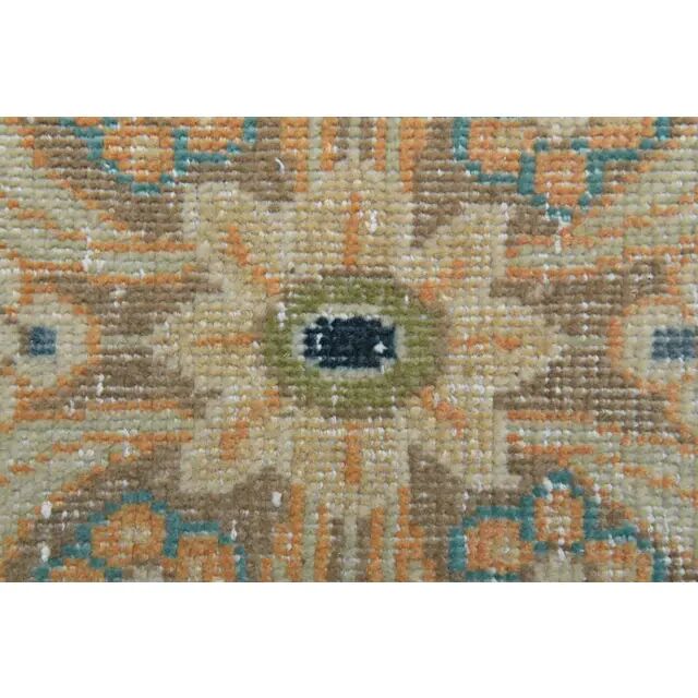 Vintage Turkish Hand-Knotted Wool Cotton Orange Runner Rug  118x304