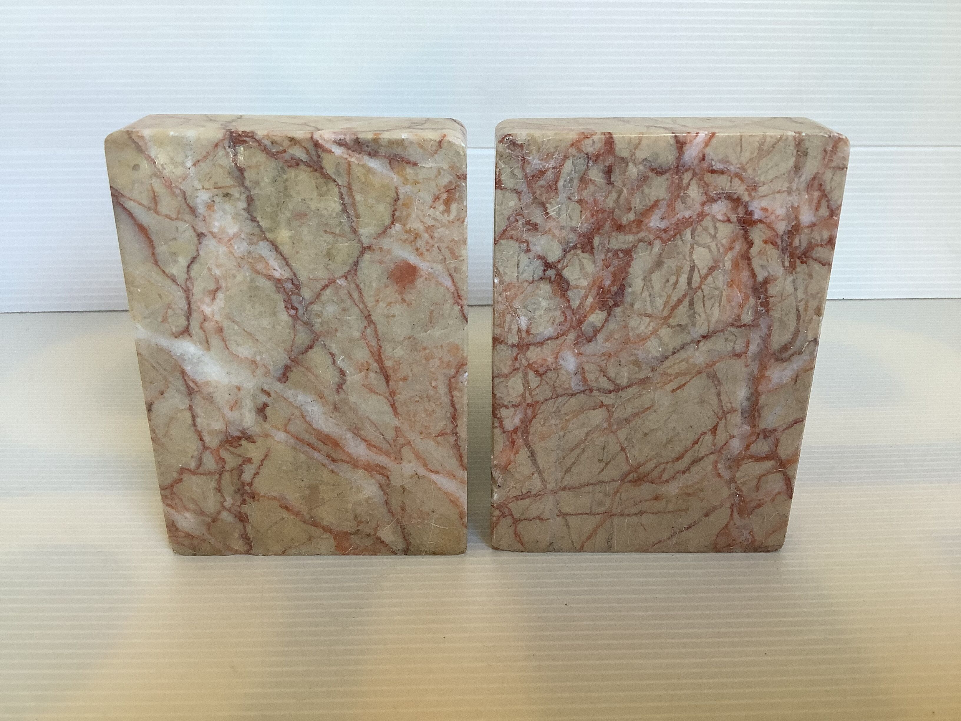 Pair of greenhouse books half moon marble art deco