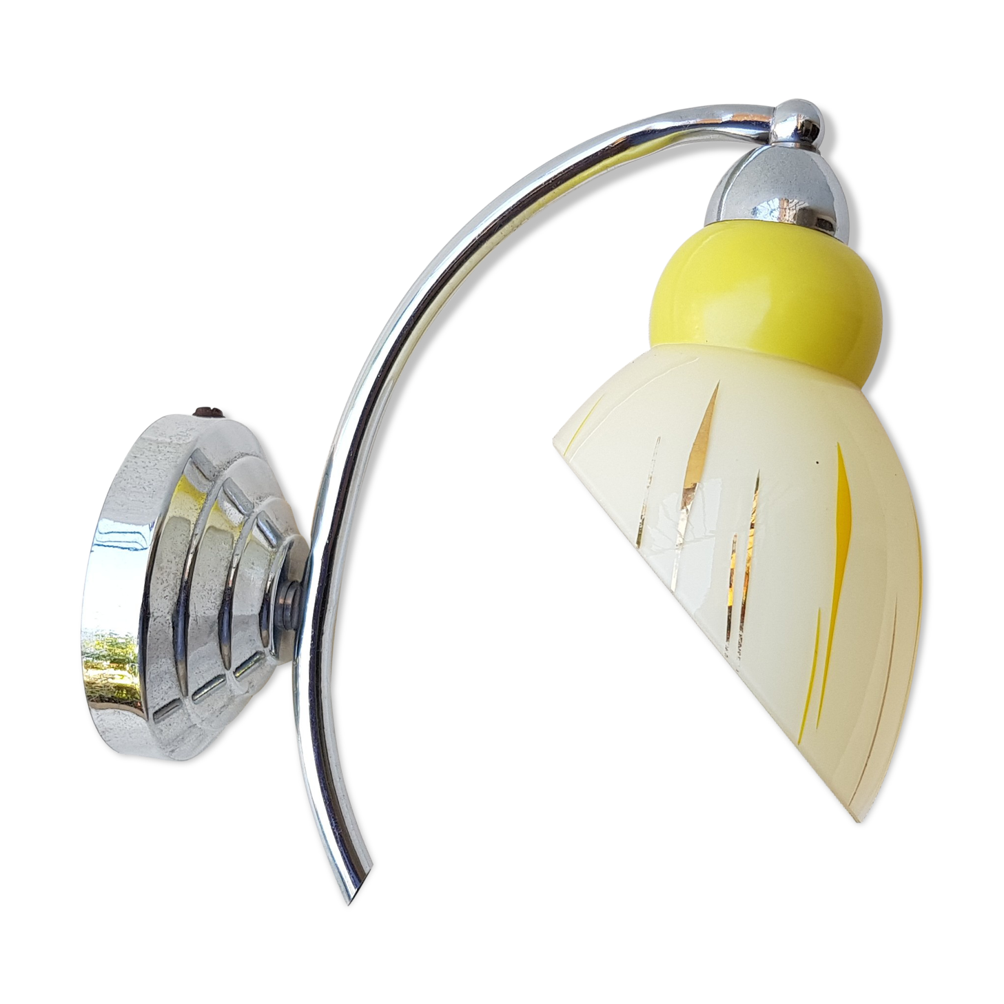 Wall lamp stainless steel and coloured opaline