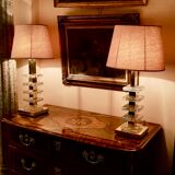 Paire de lampes Arlequin en verre Murano, XXe siècle