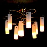 Ceiling lamp brass and Opaline glass, from "Hillebrand", 1960