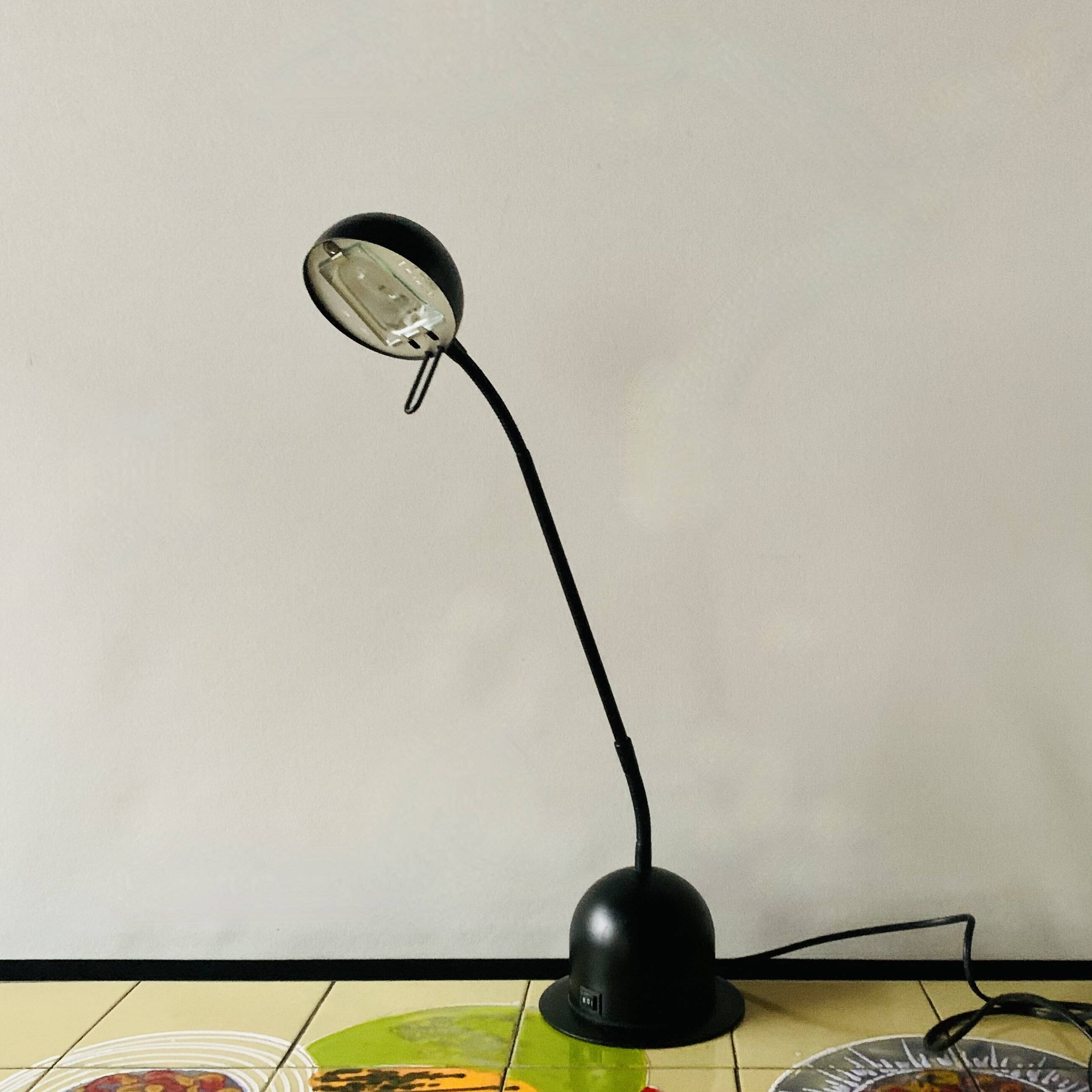 Massive vintage desk lamp in black metal