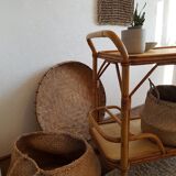 Serving table in rattan and vintage wicker