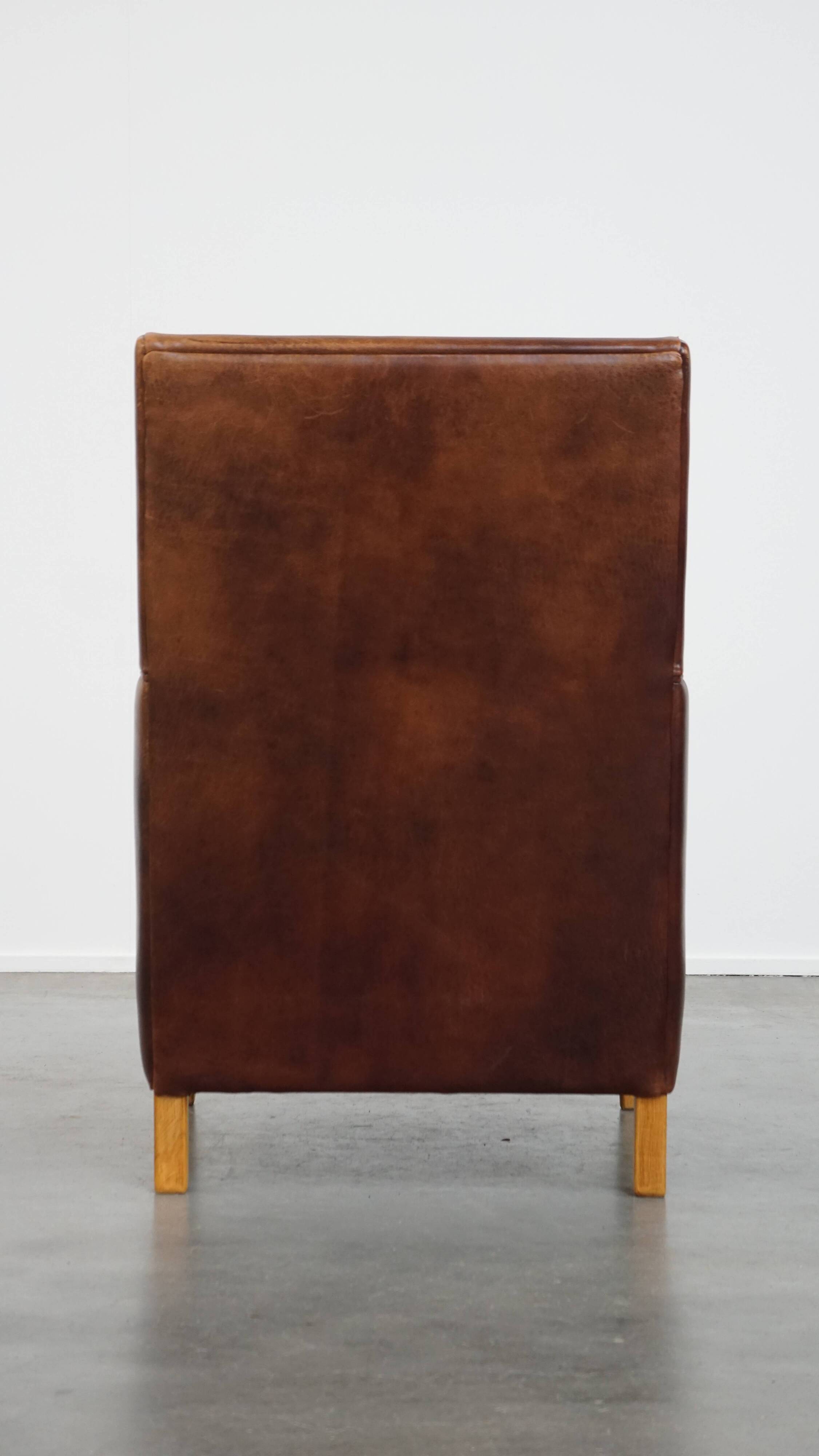 Sheepskin Leather Art Deco Design Armchair