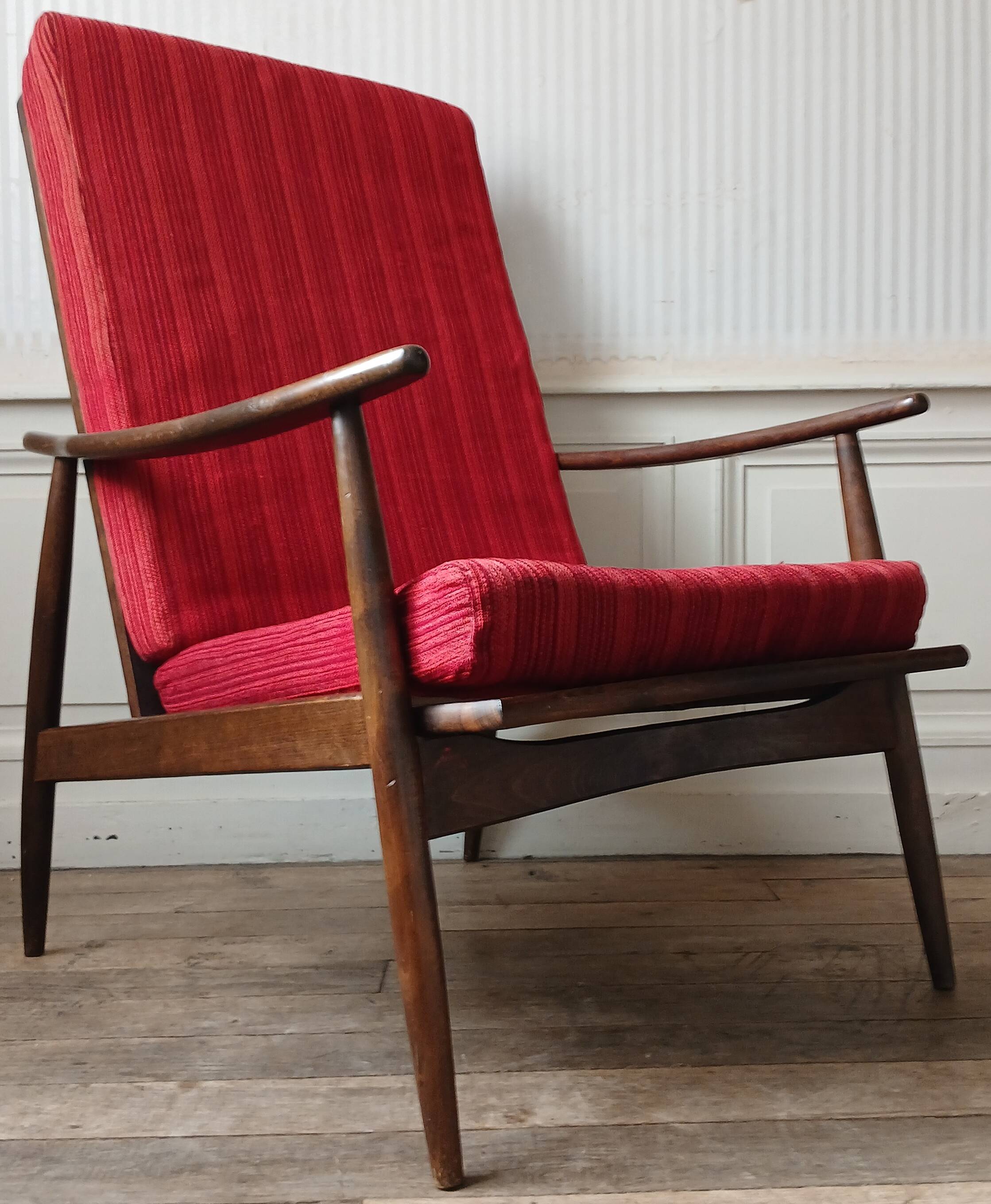 Scandinavian "boomerang" armchair, circa 1960