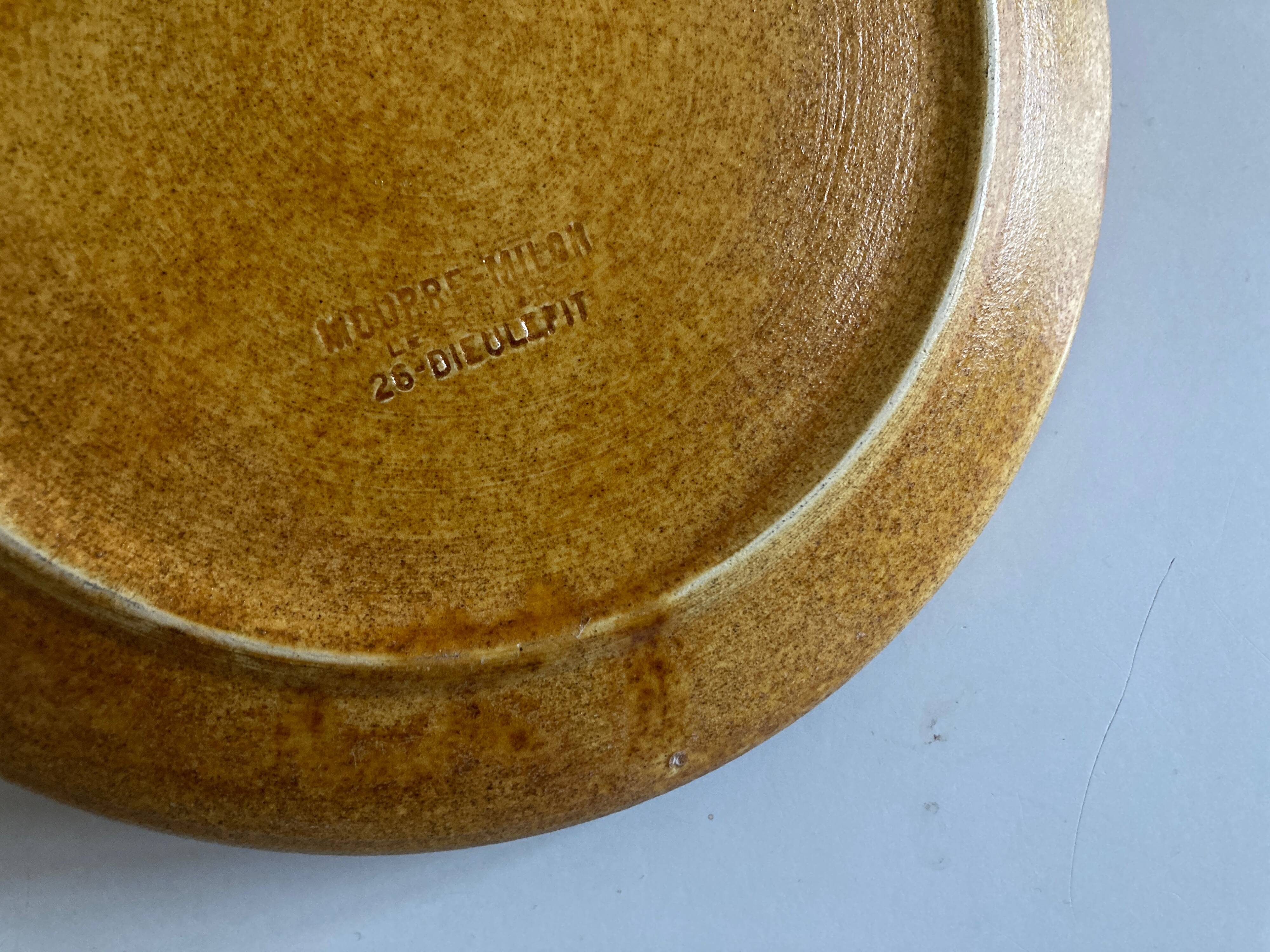Set of 6 Dieulefit glazed earthenware plates workshop Mourre Milon 1970