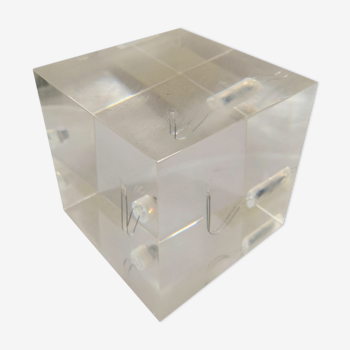 Lampe cube en plexi Plugg design Habitat années 2000