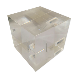 Lampe cube en plexi Plugg design Habitat années 2000