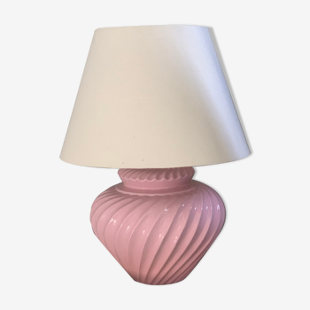 Lampe vintage en céramique rose