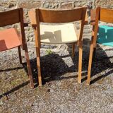 Set of 3 bridge armchairs with compass legs from the 50s/60s