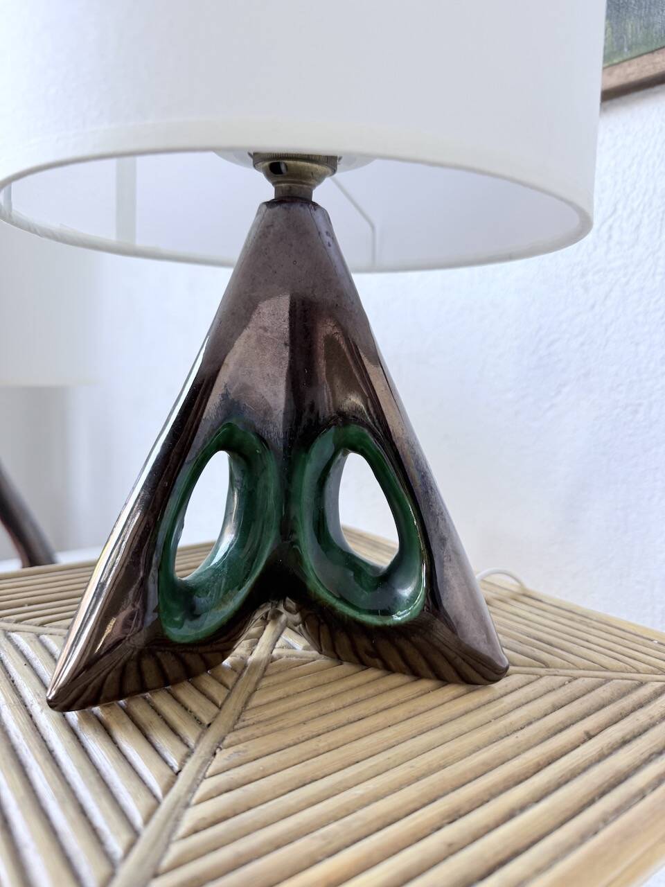 Paire de lampes céramiques forme libre triangle