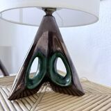 Paire de lampes céramiques forme libre triangle