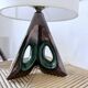 Pair of ceramic lamps in free-form triangle shape