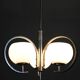 Art Deco nickel chandelier with light-pink opaline shades, Czechoslovakia, 1930s