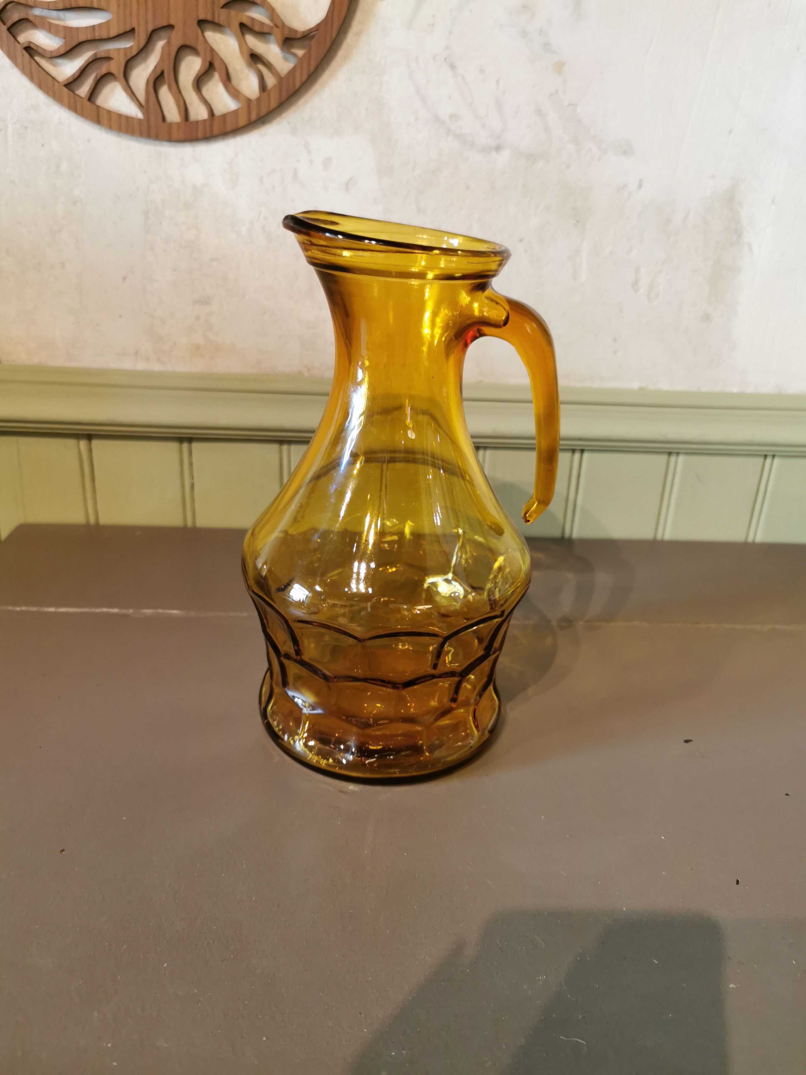 Vintage yellow glass pitcher