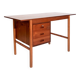Bureau scandinave vintage extensible en teck avec caisson de tiroirs mobile