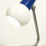 Lampe de bureau vintage métal peint blanc & bleu design Allemagne 1960s