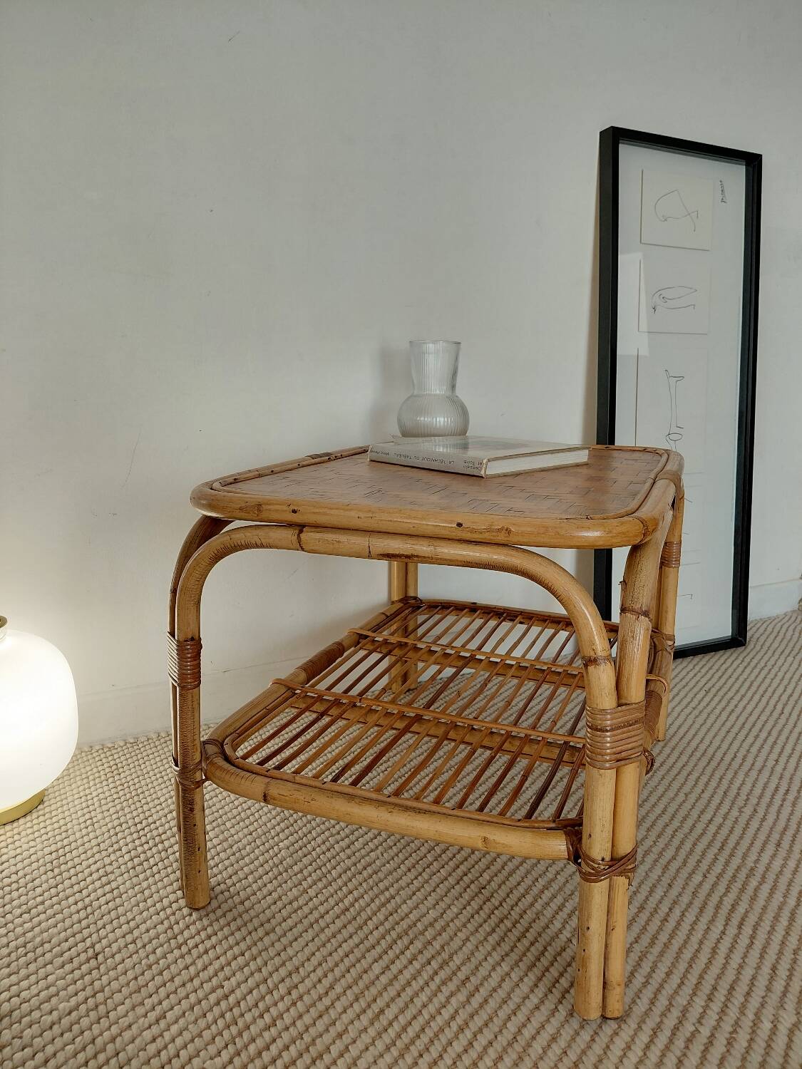 Vintage rattan coffee table from the 70s - organic lines, Riviera spirit.