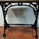 bistro table with cast iron base and marble top