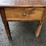 Table de ferme rustique ancienne en cerisier massif à 3 tiroirs et 1 tirette
