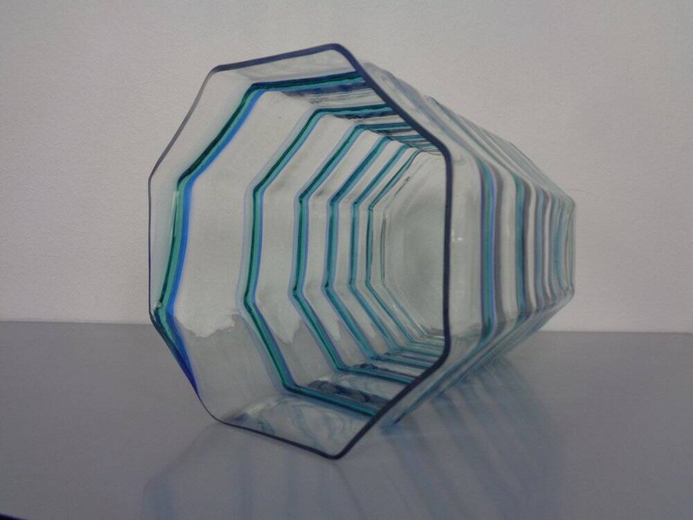 Large French filigree vase in crystal glass, 1960s