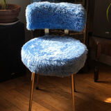 Chaise moumoute 70´s pelfran bleu ciel