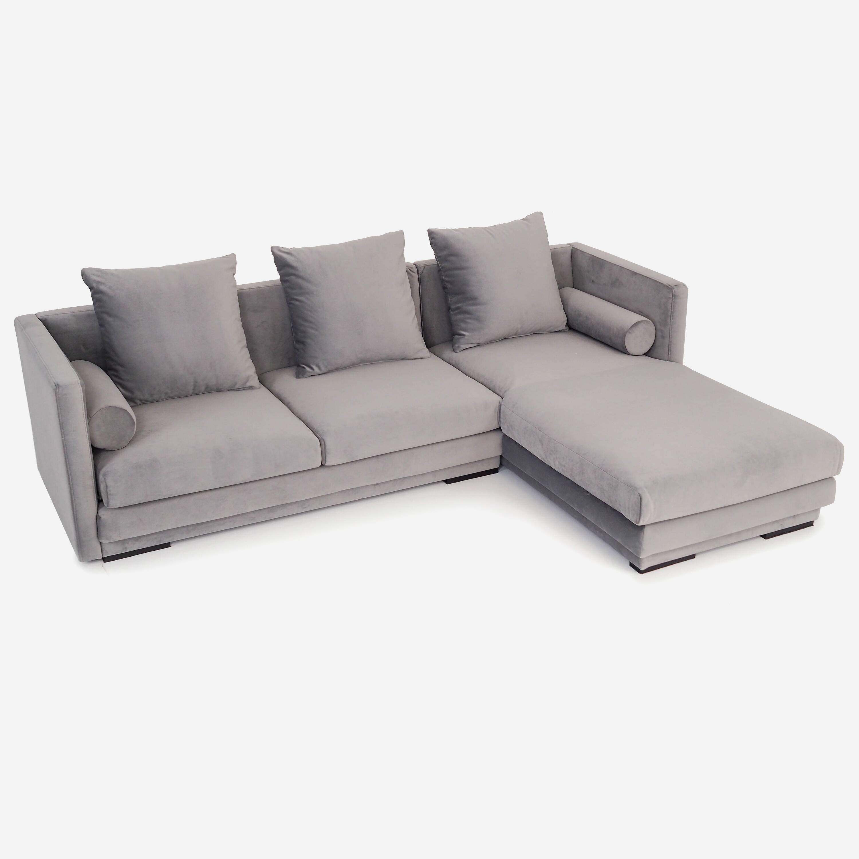 Corner sofa MALMO silver velour, Scandinavian design