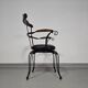 Italian postmodern turnable wrought iron dining chairs with leather seats
