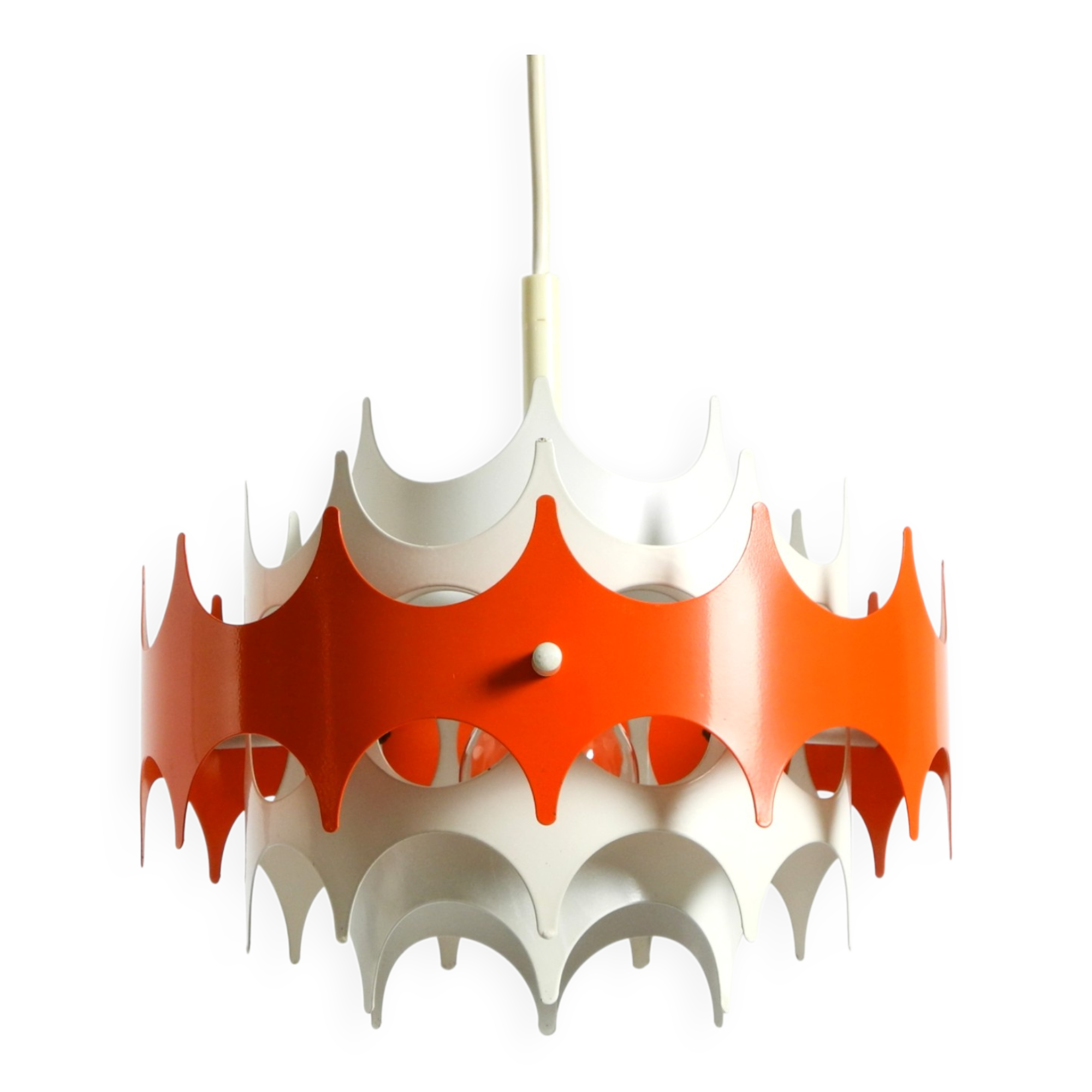 Beautiful small original 1960s Space Age metal pendant lamp by Doria