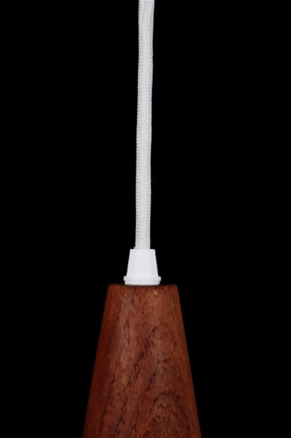 Rare Ernst Voss pendant lamp / glass / teak / aluminium / mid-century Danish modern design / 1960s