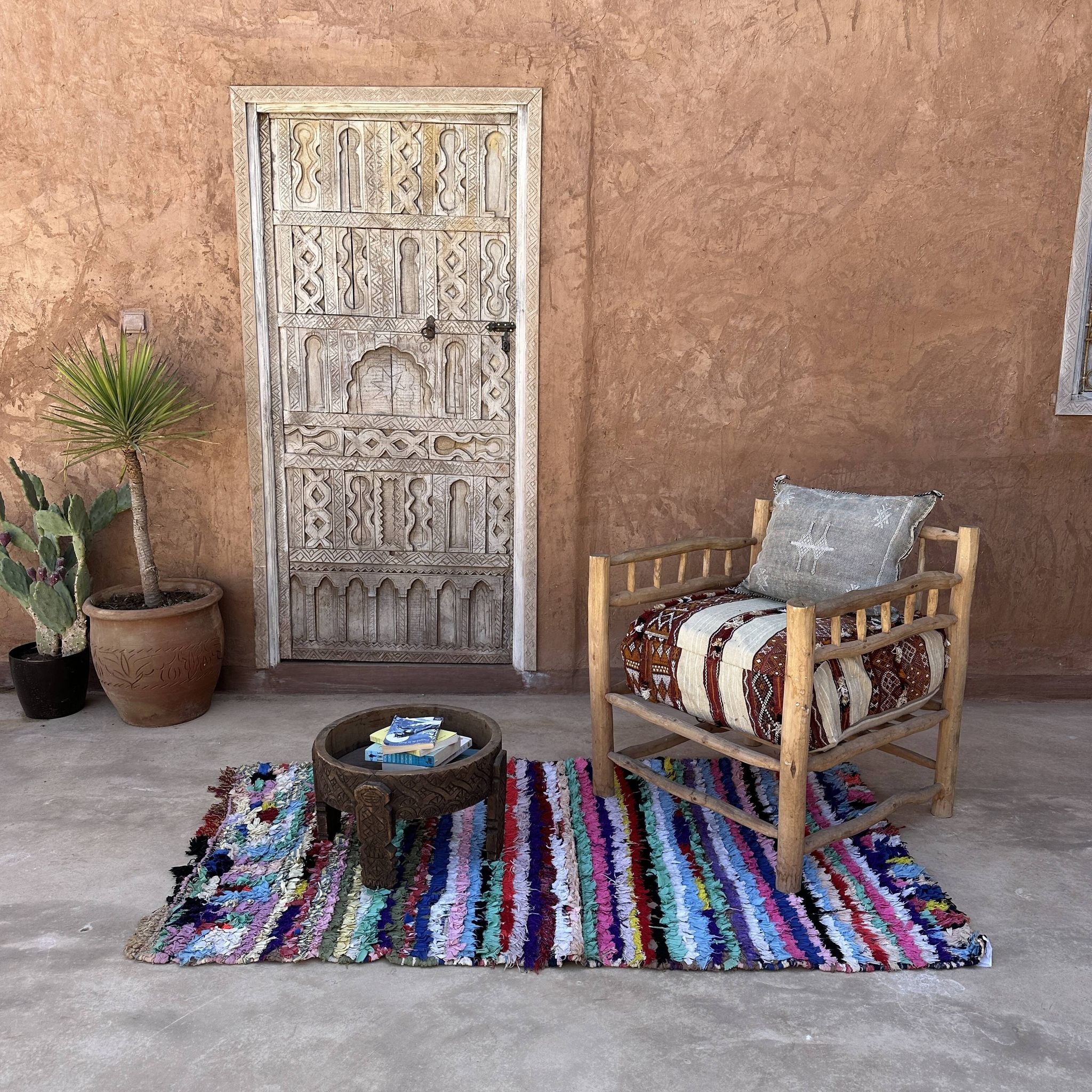 Tapis Marocain Boucherouite coloré - 100 x 183 cm