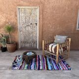 Colorful Boucherouite Moroccan rug - 100 x 183 cm