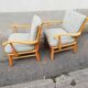 Paire de fauteuils vintage tissu vert pastel