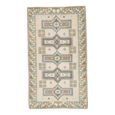 Tapis oriental vintage bleu crème 3x6, 109x187 cm