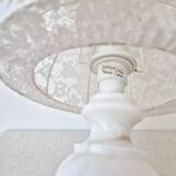 Bedside lamp with alabaster base and lace shade - Vintage