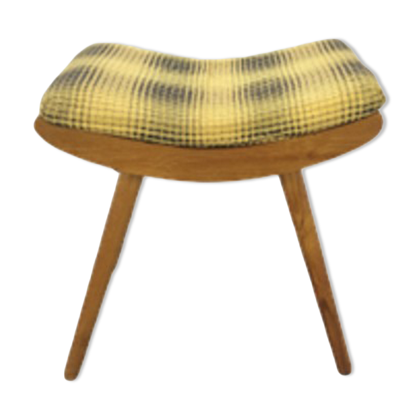 Vintage footrest with checkered cushion