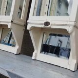 Pair of 2 old small solid wood display cabinets