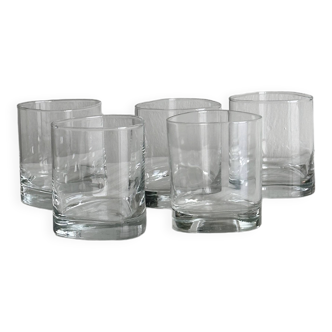 5 Clear Glass Whiskey Glasses