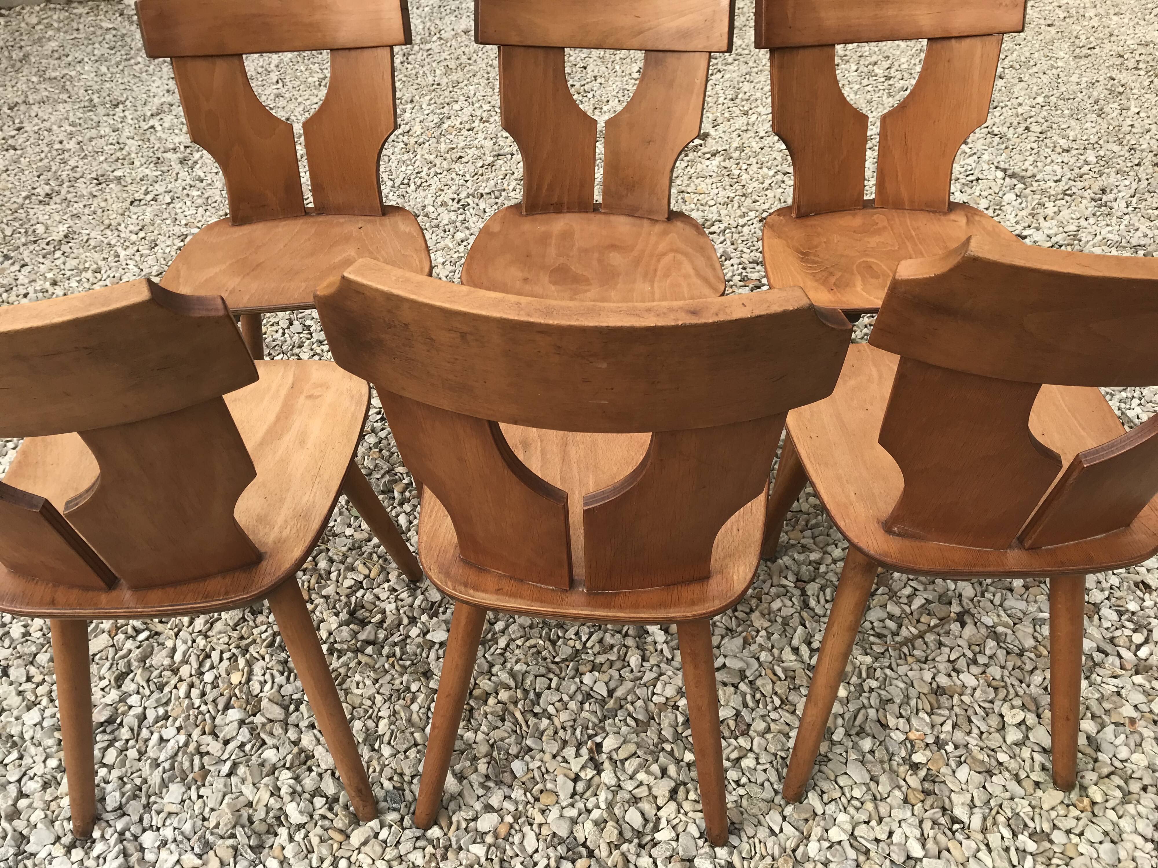 Set of 6 vintage brutalist chairs 1960-1980