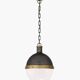 Grande suspension Hicks en bronze et boule de verre, USA
