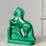 Horse bookend in green ceramic
