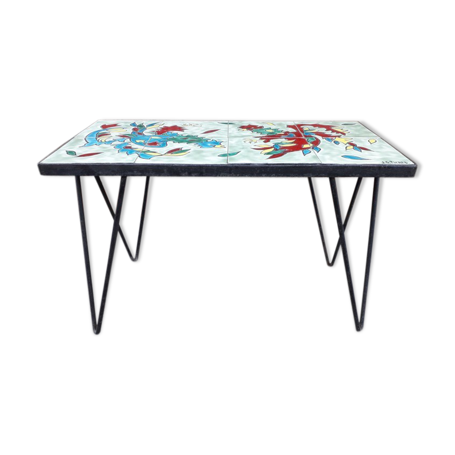 Table basse céramique signé JG Picard 1950