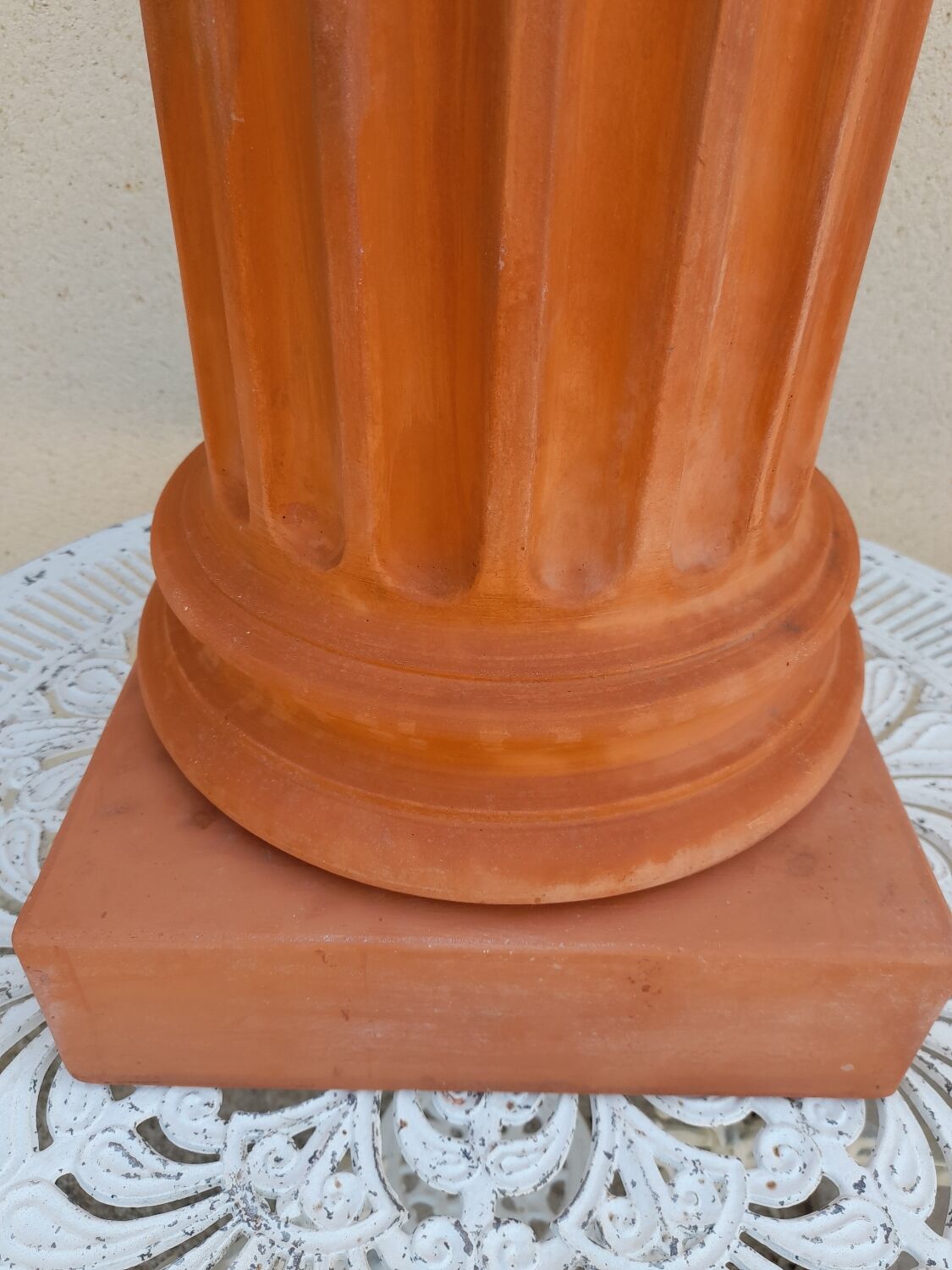 Antique fluted terracotta column or pedestal