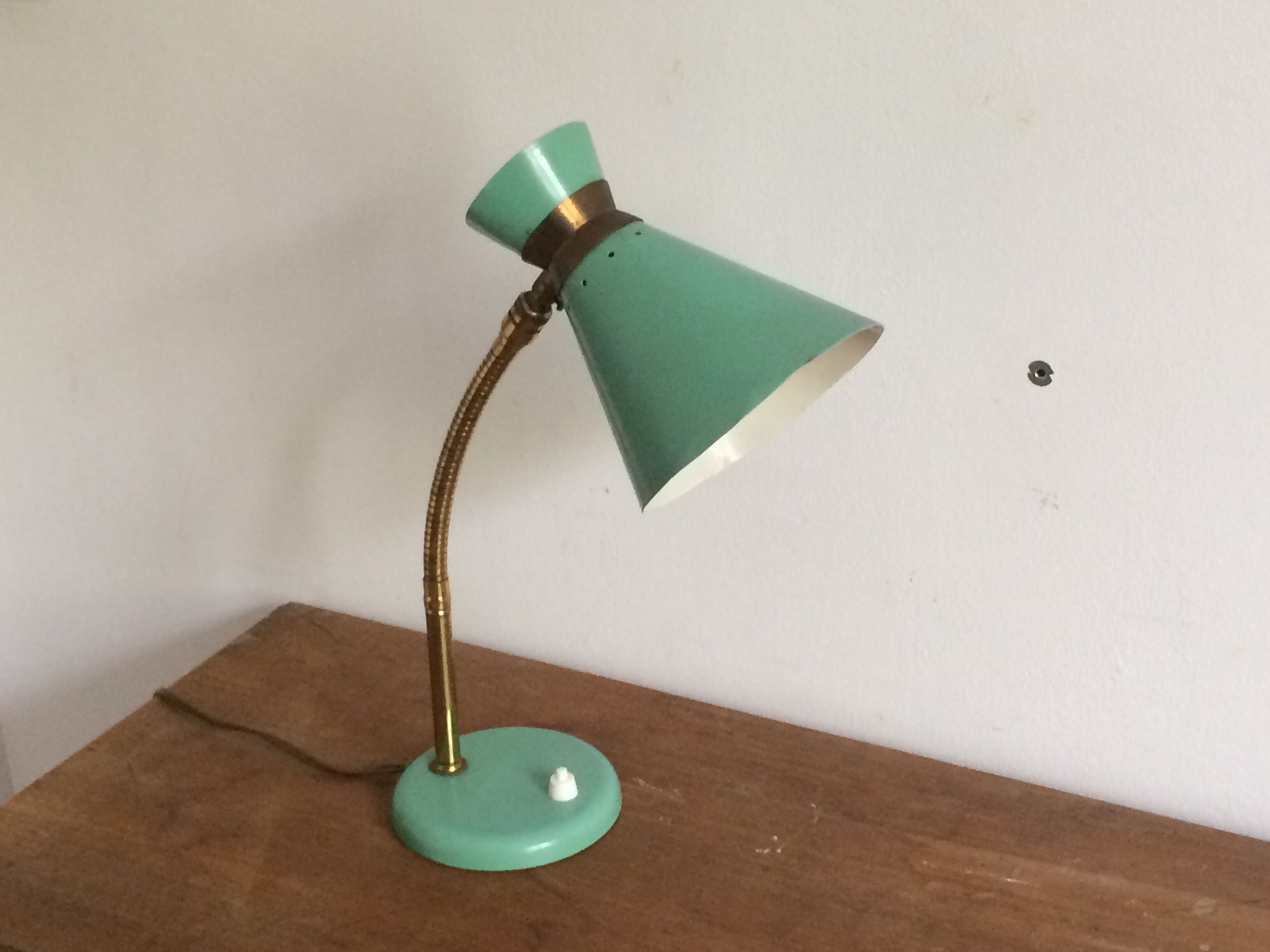 Green Diabolo casserole lamp 1950