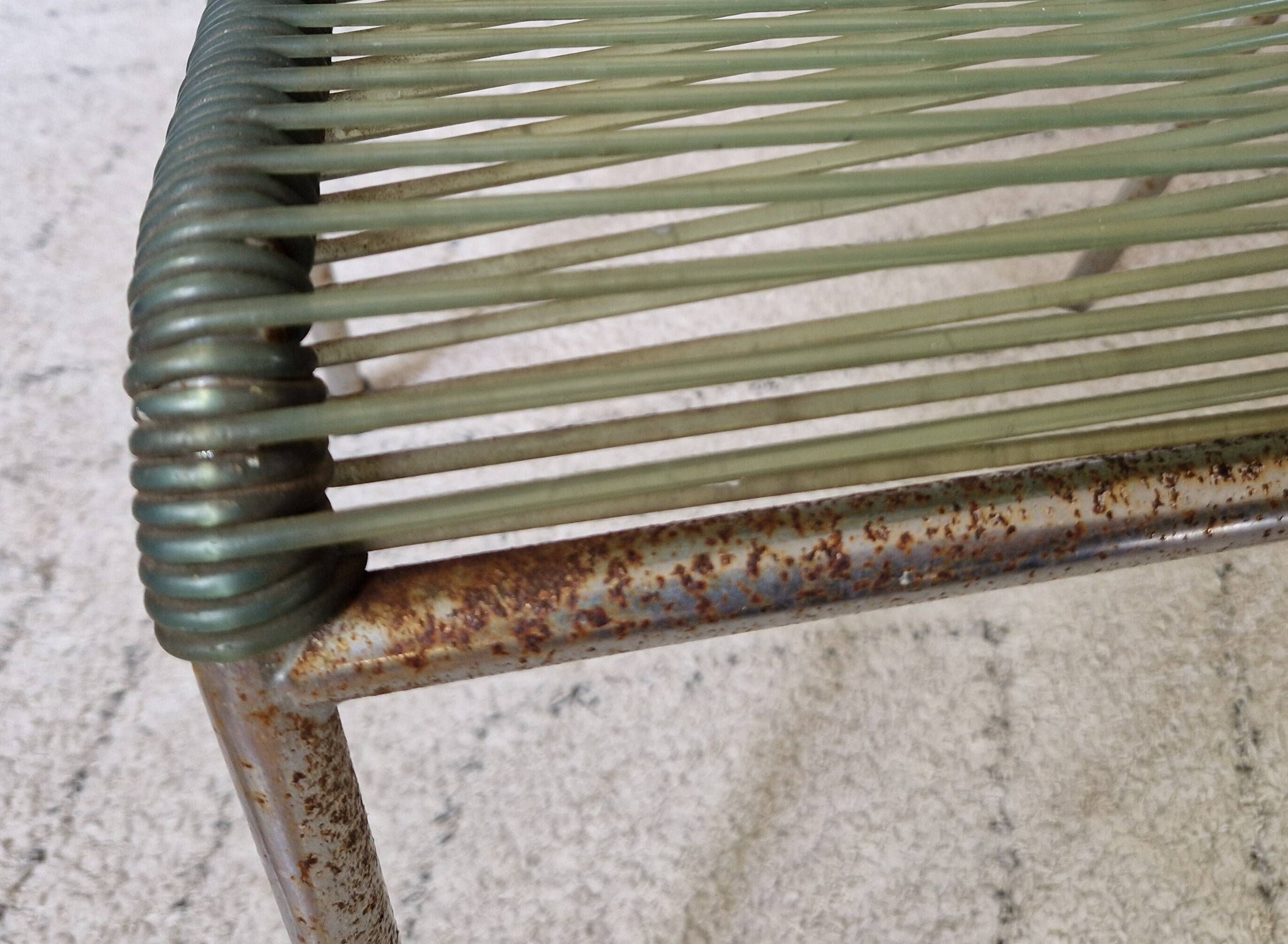 Chaise enfant scoubidou métal vintage 1970