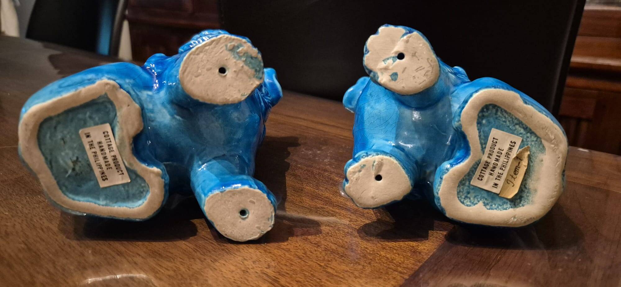Dog paws Foo blue porcelain