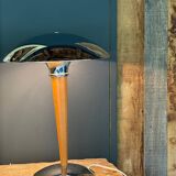 Paquebot chrome and wood design lamp 1980