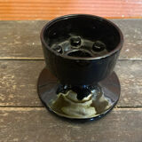 Vintage 1970s Black Opaline Space Age Candle Holder