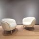2 white leather armchairs, 1980s