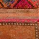 Long Tapis Couloir Vintage Orange et Fuchsia à Motifs Géométriques,91x278Cm